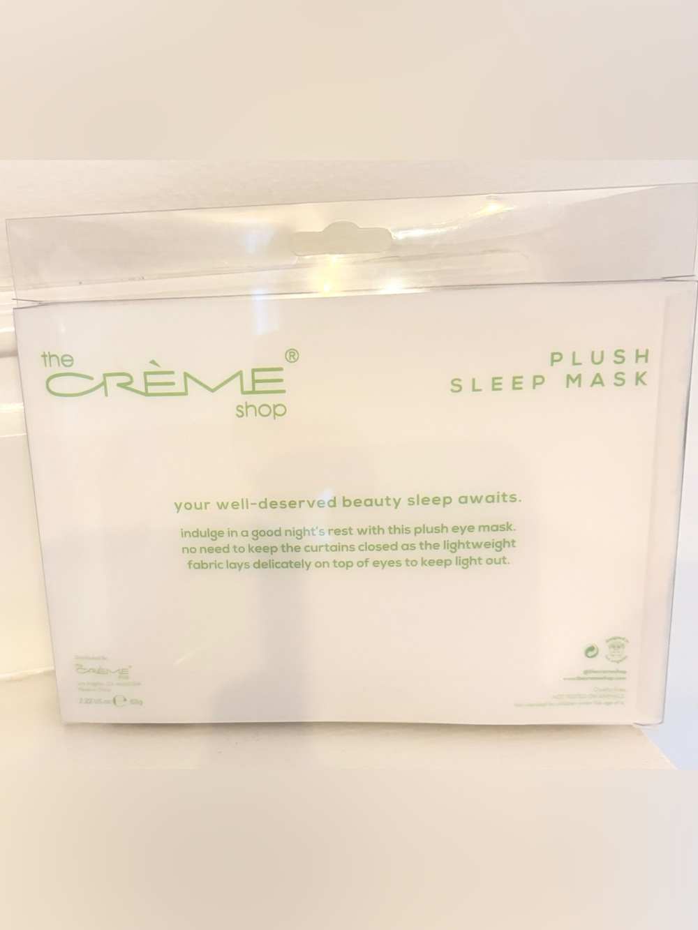 The Crème Shop Peaceful Panda Plush Sleep Mask - White & Black with Pink Cheeks - Picture 2 of 3